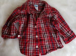 Red Plaid infant Old Navy Boy Button Down Shirt